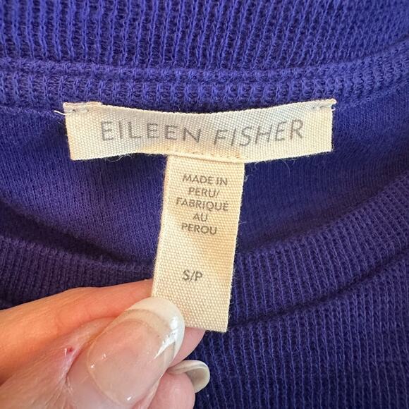 Eileen Fisher Organic Cotton Slub Rib Knit Top  Purple - Size Small S/P - Picture 6 of 8